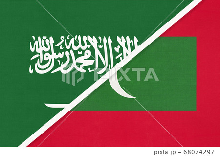 Saudi Arabia and Maldives, symbol of national flags Saudi Arabia and Maldives, symbol of national flags 68074297