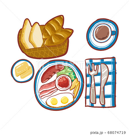 朝食 朝ご飯 パンのイラスト素材