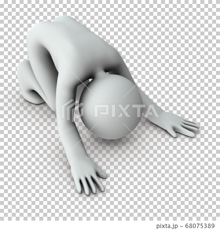 絶望して倒れるキャラクター 3dレンダリング のイラスト素材