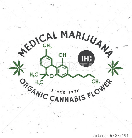 Medical cannabis badge with cannabis leaf, tetrahydrocannabinol molecule . Vector. Vintage typography logo design with cannabis leaf silhouette For weed shop, cannabis, marijuana delivery service Medical cannabis badge with cannabis leaf, tetrahydrocannabinol molecule . Vector. Vintage typography logo design with cannabis leaf silhouette For weed shop, cannabis, marijuana delivery service 68075591