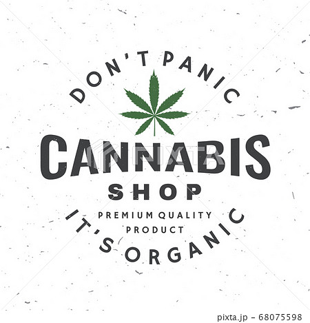 Medical cannabis badge, label with cannabis leaf. Vector Vintage typography logo design with cannabis leaf silhouette For weed shop, cannabis, marijuana delivery service 68075598