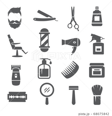 Barber Shop Icons on white background 68075842