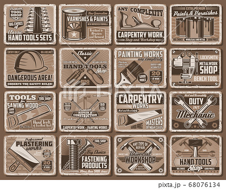 Work tool and equipment retro posters 68076134