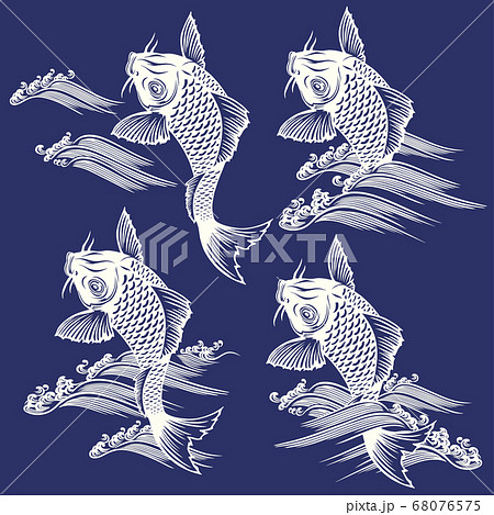 和調 鯉と波のイラスト素材のイラスト素材