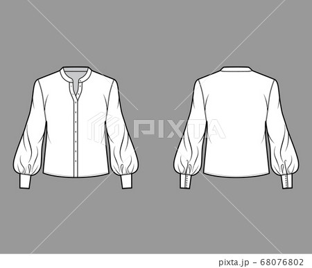 Stand collar shirt technical fashionのイラスト素材 [68076802