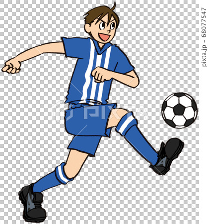 イラスト 手描き ビジネス 男性 趣味 サッカー ドリブル スポーツのイラスト素材