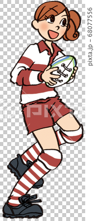 イラスト 手描き ビジネス 女性 趣味 ラグビー スポーツのイラスト素材