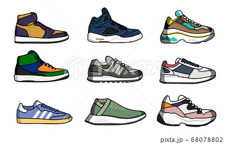 Sneakers Shoes Set Stock Illustration