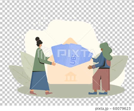 Unic city basic income. Vector flat color concept. Unic city basic income. Vector flat color concept. 68079623