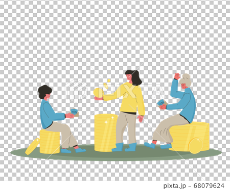 Unic city basic income. Vector flat color concept. Unic city basic income. Vector flat color concept. 68079624