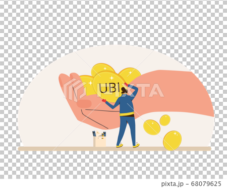 Unic city basic income. Vector flat color concept. Unic city basic income. Vector flat color concept. 68079625