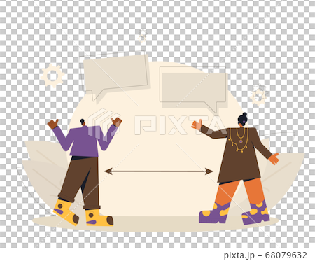 Social distancing concept. Young man and woman Social distancing concept. Young man and woman 68079632