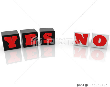 YES and NO concept of toy cubes on white background YES and NO concept of toy cubes on white background 68080507