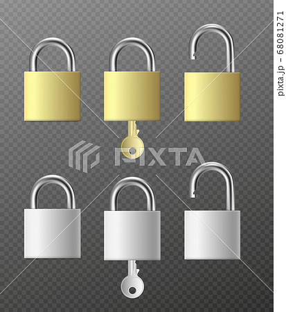 Locked and unlocked gold locks with keys Vector Image