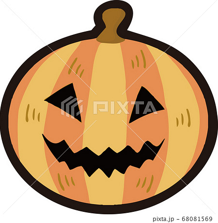 ハロウィン かぼちゃ おばけ 手描きタッチのイラスト素材