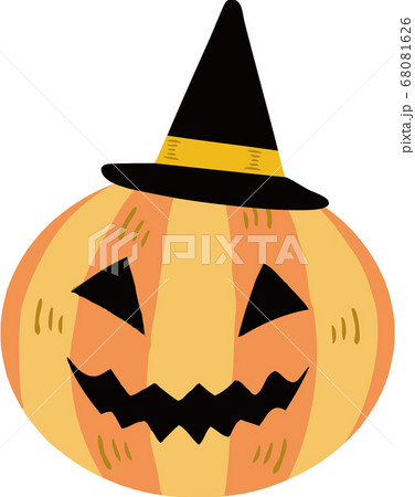 ハロウィン かぼちゃ おばけ 魔女 手描きタッチのイラスト素材