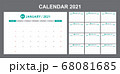 Calendar annual vector template year 2021 for office, layout corporate and company with horizontal. 68081685