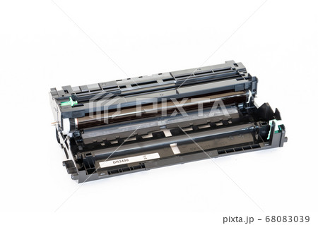Laser printer drum and toner cartridge on white 68083039
