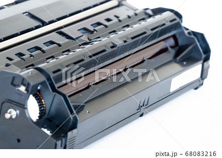 Laser printer drum and toner cartridge on white 68083216