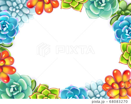Floral Border. Succulents arranged un a shape of frame 68083270