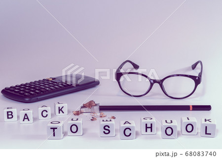 School supplies with letters spelling back to school in pink color tones - Concept of college student, university education, learning or high school School supplies with letters spelling back to school in pink color tones - Concept of college student, university education, learning or high school 68083740
