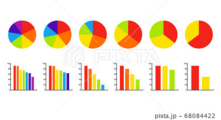 円グラフ 棒グラフ チャート図表のデザインベクターカラフルイラスト素材のイラスト素材