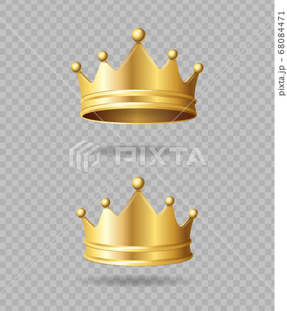 Realistic Detailed 3d Golden Crown Set. Vector 68084471