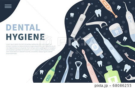 Oral dental cleaning hygiene tools landing banner 68086255
