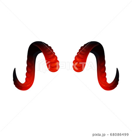 Twisted devils horns in red and black realistic vector illustration isolated. Twisted devils horns in red and black realistic vector illustration isolated. 68086499