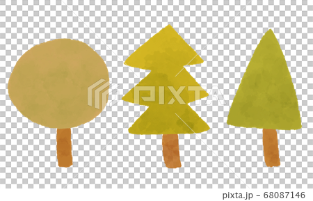 水彩風格的可愛秋天和冬天樹木 68087146