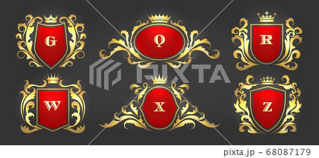 Golden vintage flourish monograms Golden vintage flourish monograms 68087179