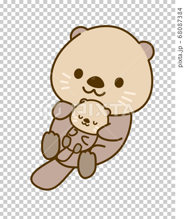 Illustration Of A Parent And Child Sea Otter Stock Illustration