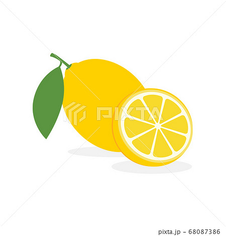 Lemon slice citrus fruit flat icon. Vector lemon half cut logo, yellow simple illustration Lemon slice citrus fruit flat icon. Vector lemon half cut logo, yellow simple illustration 68087386