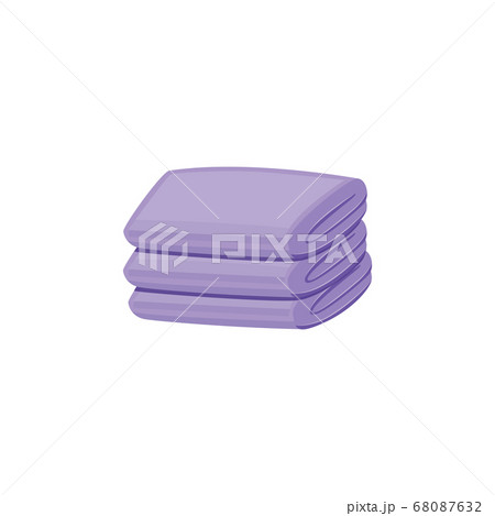 Clean light purple towel stack isolated on white background 68087632