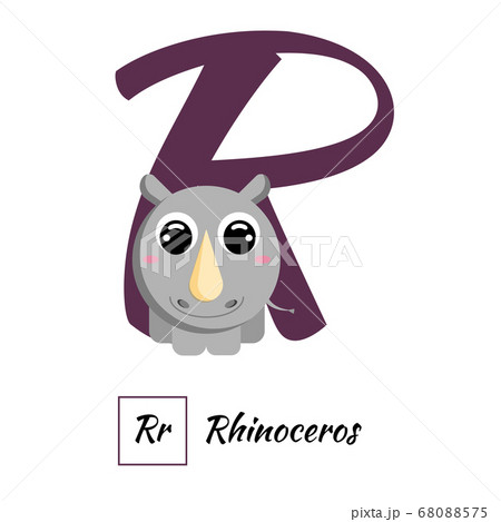 English animal alphabet letter R in vector style 68088575