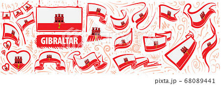 Vector set of the national flag of Gibraltar in various creative designs Vector set of the national flag of Gibraltar in various creative designs 68089441