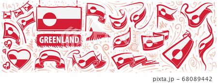 Vector set of the national flag of Greenland in various creative designs Vector set of the national flag of Greenland in various creative designs 68089442