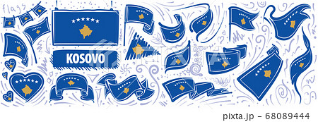 Vector set of the national flag of Kosovo in various creative designs 68089444