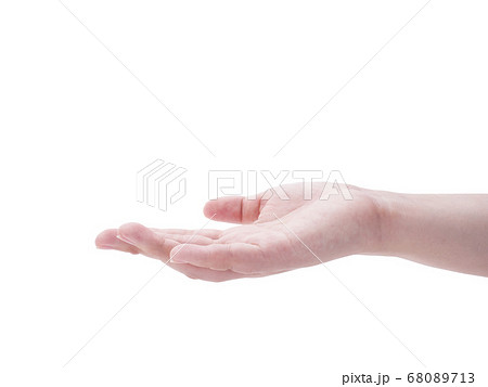 差し出す手のひら　白バック 68089713