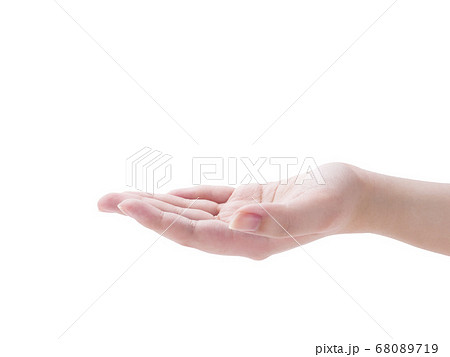 差し出す手のひら　白バック 68089719