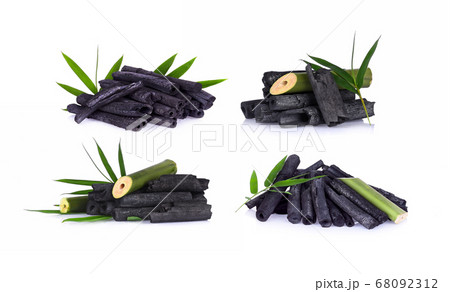 Natural bamboo charcoal isolated on white 68092312