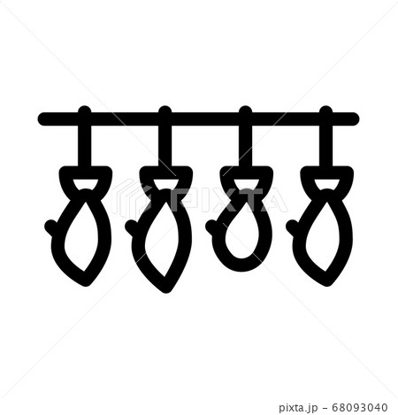 fish drying icon vector outline illustration 68093040