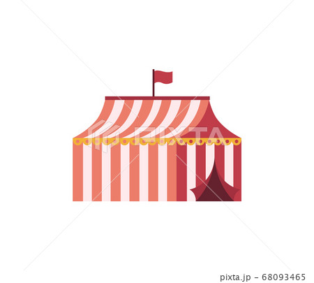 Circus Tent in Red Spripes and Flag on Top Vector 68093465