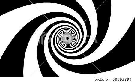 Black and white stripes form a hypnotic funnel, computer generated. 3d rendering of dynamic background 68093894