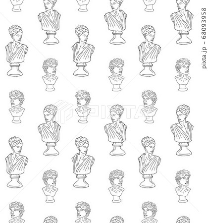 Vector seamless pattern of antique bust statue 68093958
