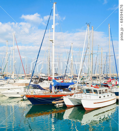 Yachts, motorboats, marina, Larnaca, Cyprus 68094876