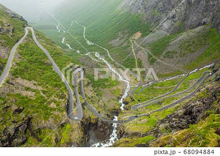 Path of trolles, the curved road across mountain, 68094884