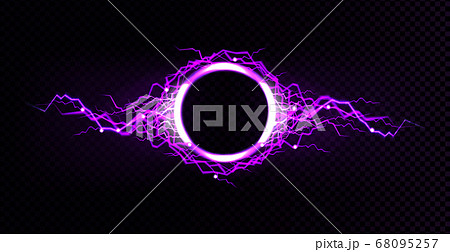 Electric circle frame with lightning discharge 68095257