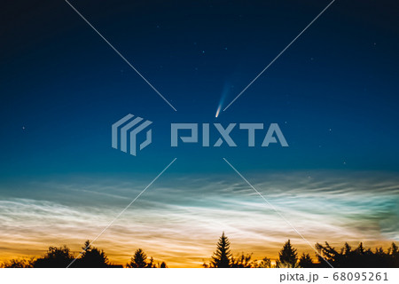 C / 2020 F3 NEOWISE or Comet NEOWISE is seen over the night sky of Russia. 68095261