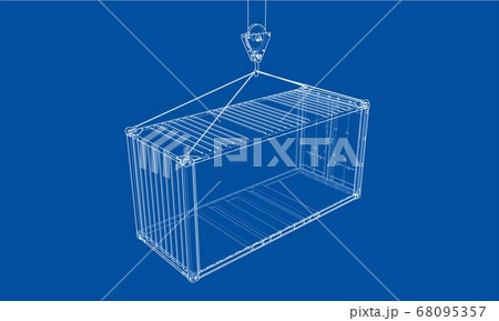 Cargo container. Wire-frame style 68095357